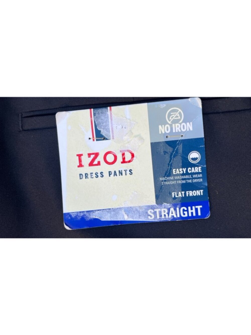 Izod Men’s Black Dress Pants 40Wx30L Straight Fit Flat Front Stretch Non-Iron - Picture 7 of 11